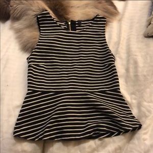 Jcrew Small Black/White Peplum Top